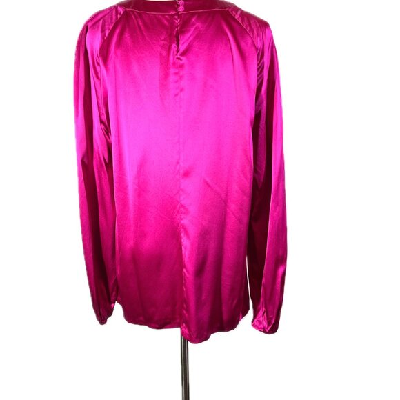 Pendleton Size 14 Silk Satin Pink Blouse Top Pleated Long Sleeve - Picture 10 of 16